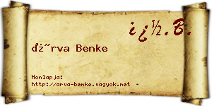 Árva Benke névjegykártya